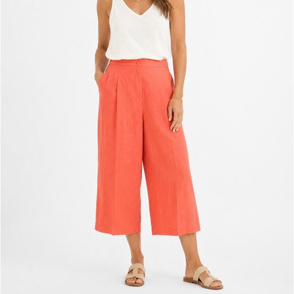 Lino USA Pants - Lino USA 100% Linen Coral Capri Trousers Wide Leg Pants Women’s Size XL